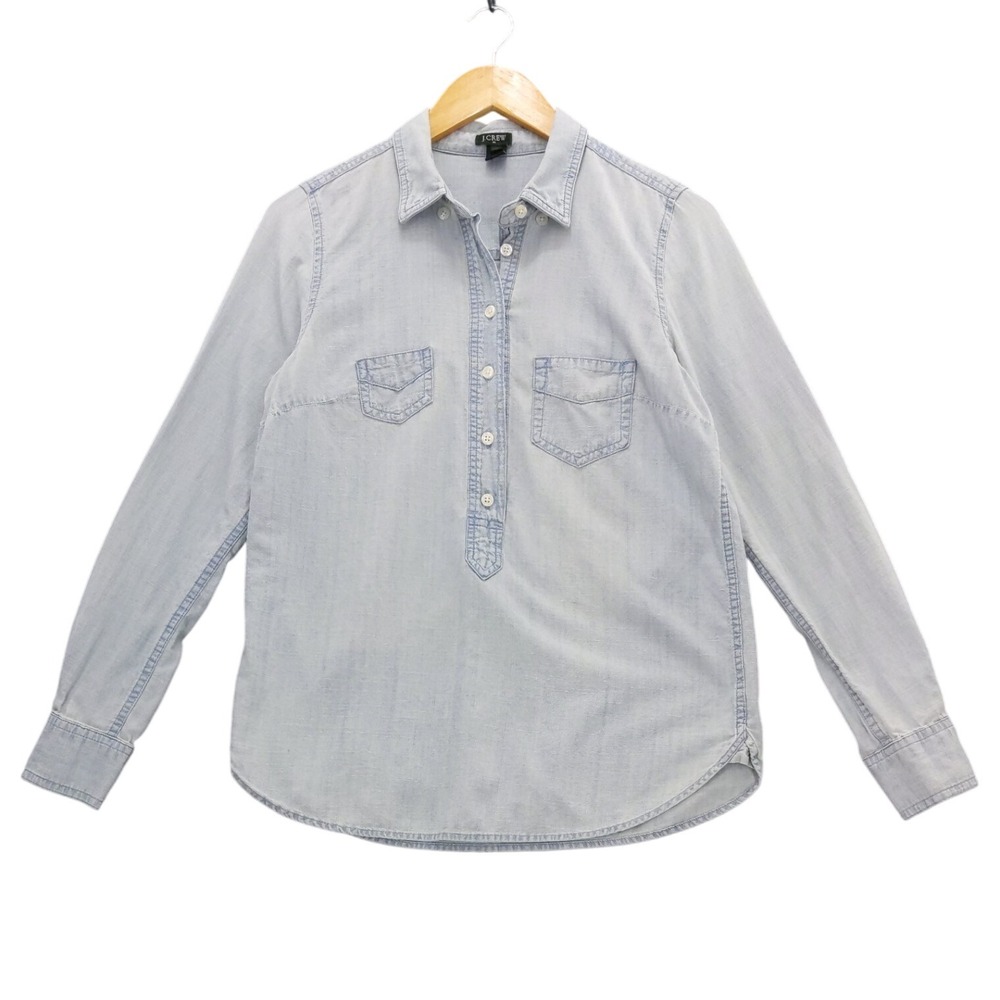 J.Crew Womens XS Chambray‎ Shirt Denim Pullover Long Sleeve
